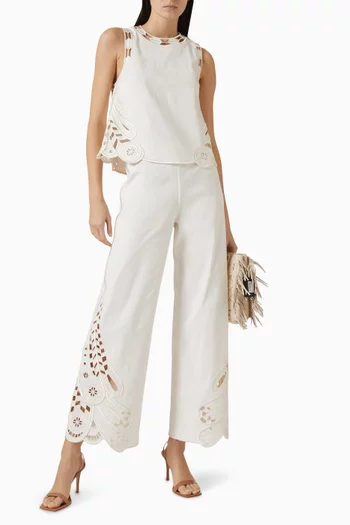 Broderie Anglaise Pants in Cotton Blend