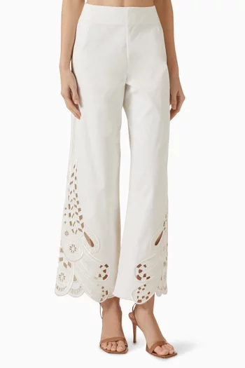Broderie Anglaise Pants in Cotton Blend