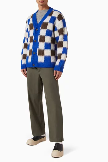 Thistle Gingham Cardigan in Brushed Suri Alpaca