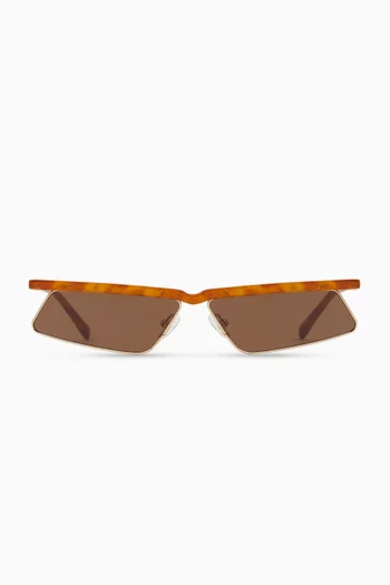 x Linda Farrow Aria Cat Eye Sunglasses in Stainless Steel