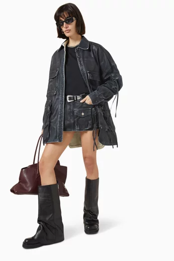 Fay Distressed Mini Skirt in Cotton-canvas