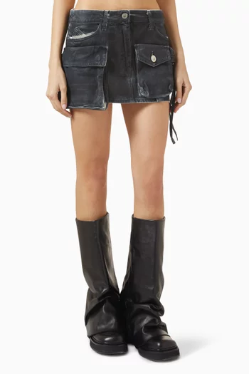 Fay Distressed Mini Skirt in Cotton-canvas