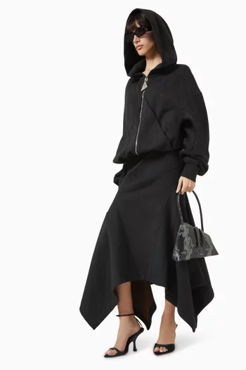 Handkerchief-hem Midi Skirt in Cotton