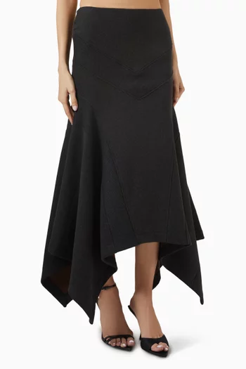 Handkerchief-hem Midi Skirt in Cotton