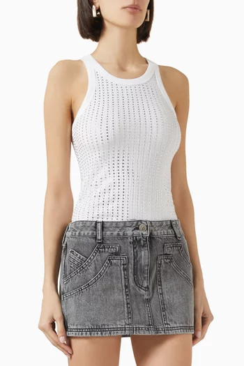 Rhinestone-embellished Tank Top in Cotton