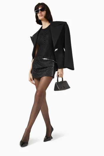 Wrap-effect Crystal Shorts in Wool