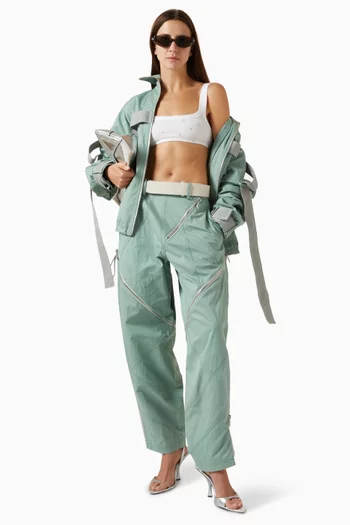 Zip-detail Pants in Gabardeine