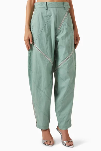 Zip-detail Pants in Gabardeine