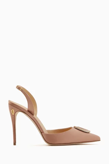 Vittorio 105 Crystal Buckle Pumps in Satin