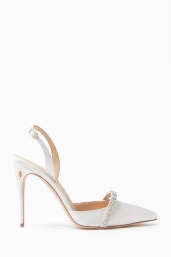 Vittorio 105 Crystal Fiori Slingback Pumps in Satin