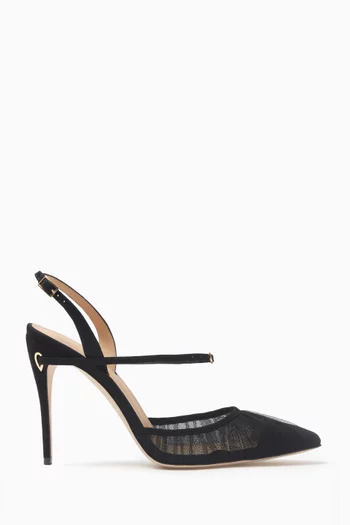 Vittorio 105 Slingback Pumps in Tulle & Suede