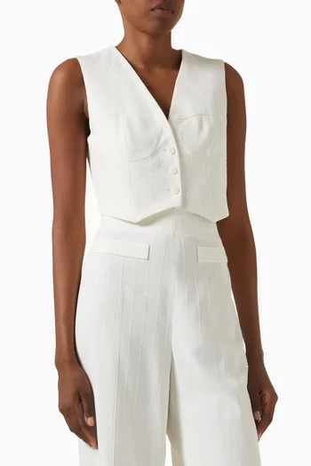 Sequin-embellished Crop Vest in Viscose-blend