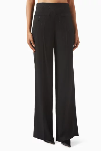 Embellished Wide-leg Pants in Viscose Blend