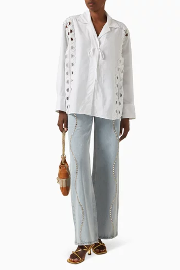 Lace-trim Shirt in Cotton Poplin