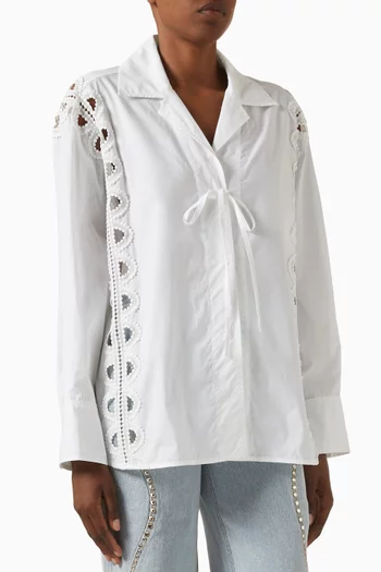 Lace-trim Shirt in Cotton Poplin