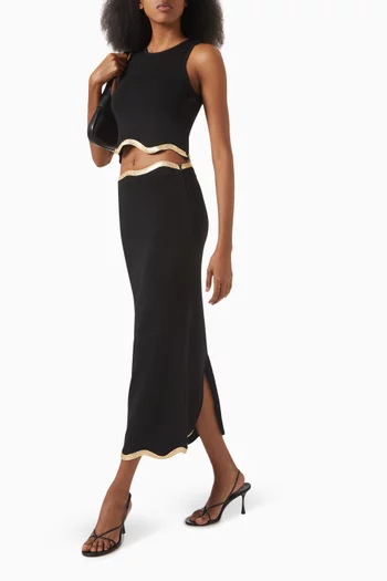 Chain-trim Knit Skirt in Viscose Blend