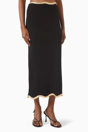 Chain-trim Knit Skirt in Viscose Blend