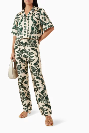 Floral-motif Shirt in Viscose-satin
