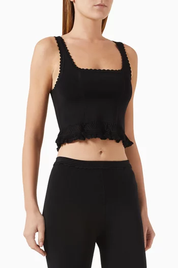 Scalloped Tank Top in Viscose-blend