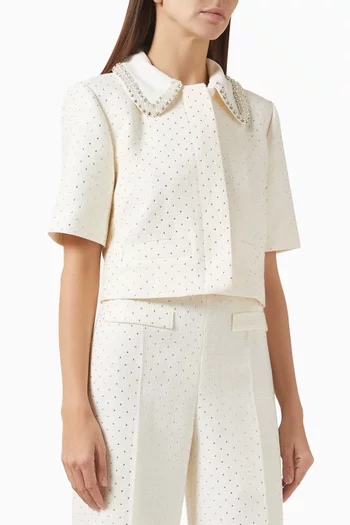 Bead-embellished Crop Jacket in Tweed
