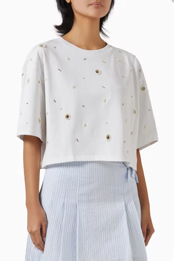 Embellished T-shirt in Cotton Jersey