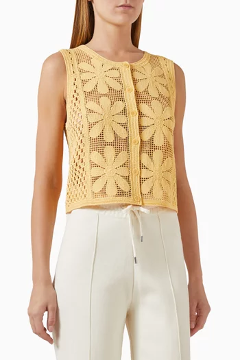 Floral Crochet Cardigan in Viscose-blend