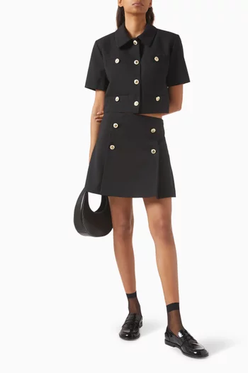 Pleated Mini Skirt in Virgin Wool Blend
