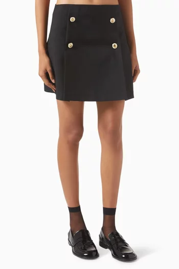 Pleated Mini Skirt in Virgin Wool Blend