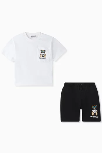 Teddy T-shirt & Shorts Set  in Cotton Jersey