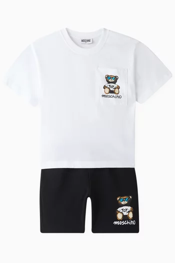 Teddy T-shirt & Shorts Set  in Cotton Jersey