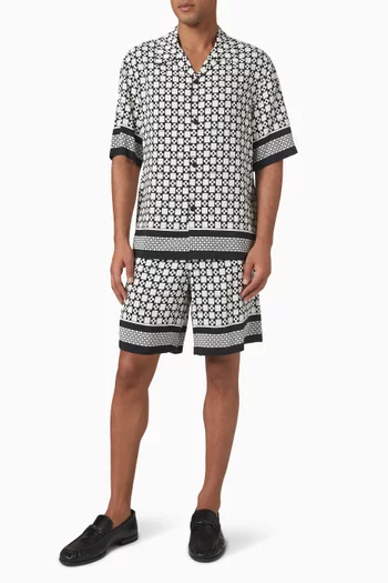 Cross-patterned Bermuda Shorts in Viscose