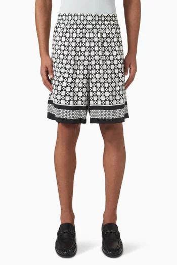 Cross-patterned Bermuda Shorts in Viscose