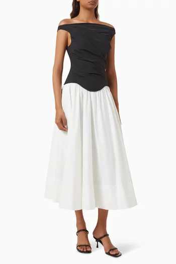 Cersei Off-shoulder Midi Dress in Cotton