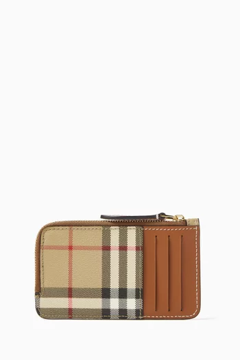 Somerset Card Holder in Checked Canvas