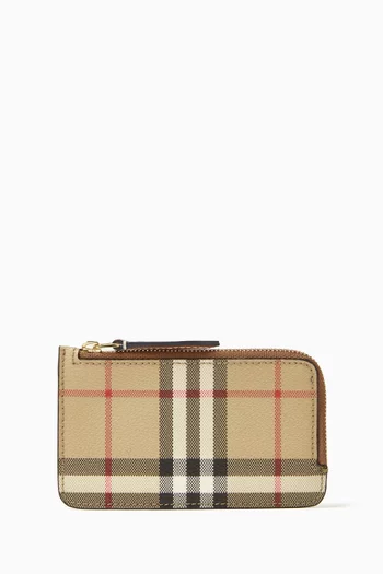 Somerset Card Holder in Checked Canvas