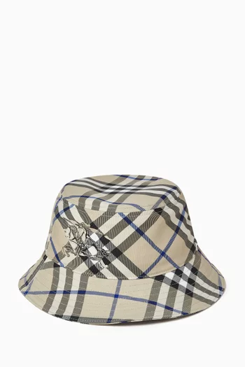 Equestrian Knight Check Bucket Hat in Cotton