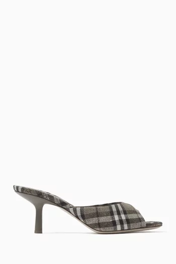 Mews 65 Check Mule Sandals in Linen