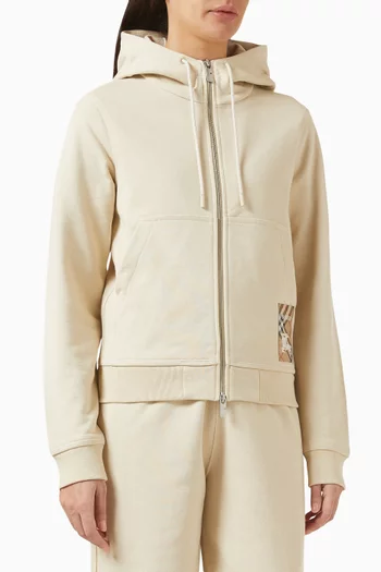 Check-patch Hoodie in Cotton