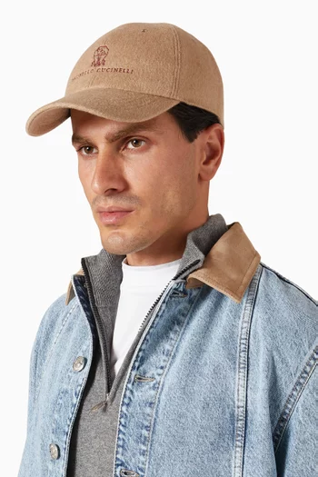 Logo Baseball Cap in Wool-blend