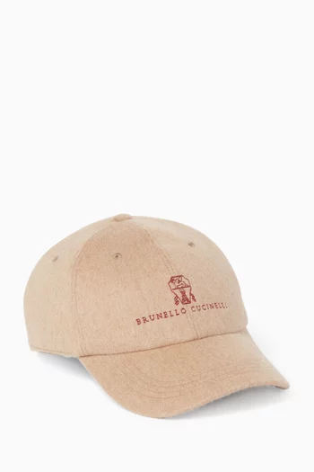 Logo Baseball Cap in Wool-blend
