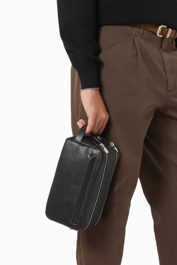 حقيبة مستحضرات العناية الشخصية بسحّابين جلد عجل حبيبي