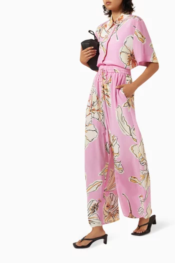 بنطال ميريلا مزين بنقشة حرير