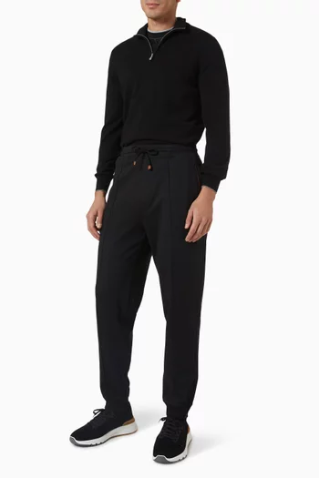 Pipe-detail Track Pants in Cotton-blend
