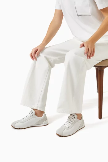 Panelled Sneakers in Leather