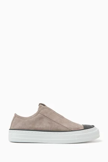 Monili-chain Slip-on Sneakers in Suede