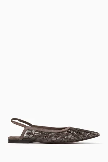 Monili Embellished Slingback Flats