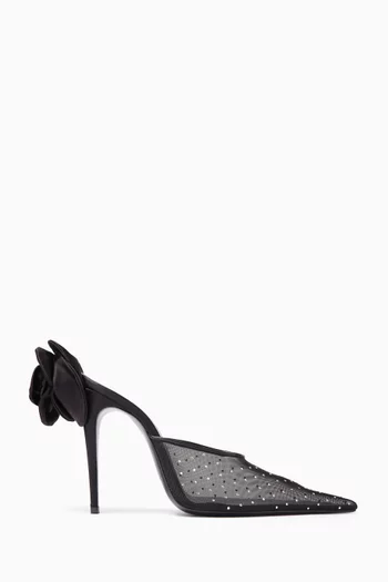 110 Rose Crystal-embellished Mules in Mesh & Silk