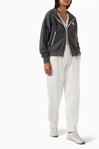 Straight-leg Pants in Cotton Piqué