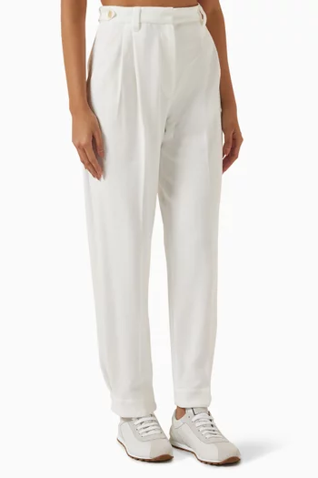 Straight-leg Pants in Cotton Piqué