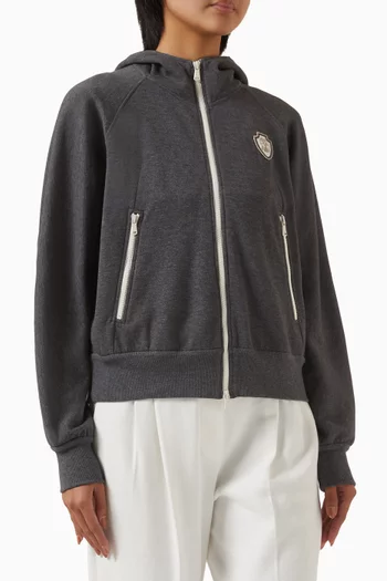 Logo Hoodie in Cotton Piqué